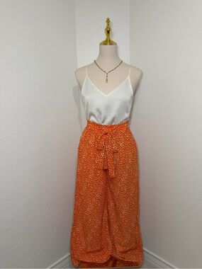 Women’s Orange Wide Leg Pants | Tie front | Small